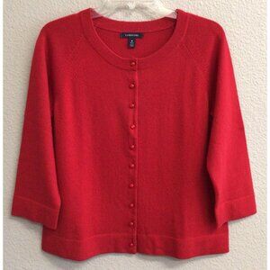 Lands' End Women's 100% Cashmere Cardigan Sweater Red Medium 10-12